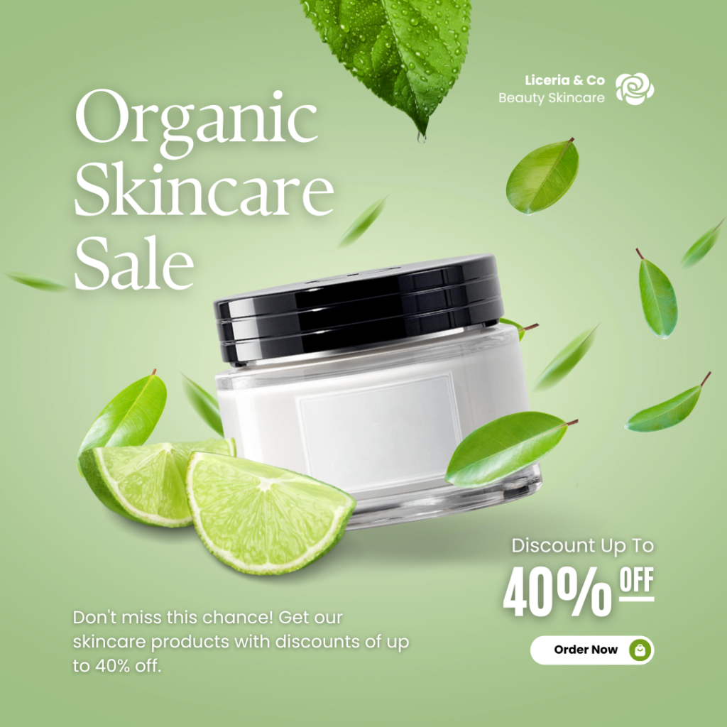 green organic skincare product sale instagram post
